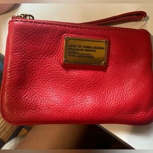 Marc By Marc Jacobs Pink Leather Wristlet with Gold Plate